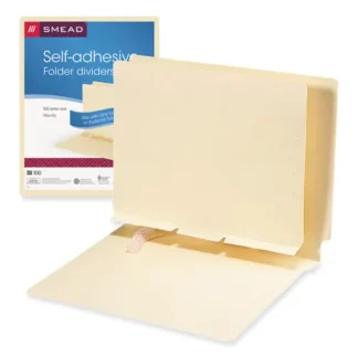 Smead Self-Adhesive Folder Dividers for Top/End Tab Folders, Letter Size, Manila, 100/Box