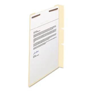 Smead Self-Adhesive Folder Dividers with Twin-Prong Fasteners for Top/End Tab Folders, 1 Fastener, Letter Size, Manila, 100/Box