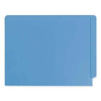 Smead Shelf-Master Reinforced End Tab Colored Folders, Straight Tabs, Letter Size, Blue, 100/Box