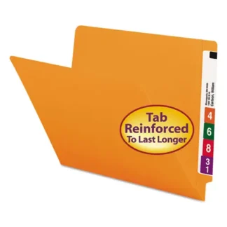 Smead Shelf-Master Reinforced End Tab Colored Folders, Straight Tabs, Letter Size, 0.75" Expansion, Orange, 100/Box