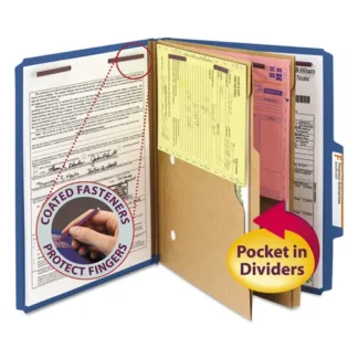 Smead Six-Section Pressboard Top Tab Pocket-Style Classification Folders with SafeSHIELD® Coated Fasteners