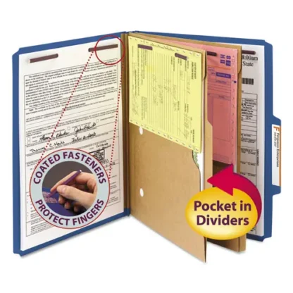 Smead Six-Section Pressboard Top Tab Pocket-Style Classification Folders with SafeSHIELD® Coated Fasteners