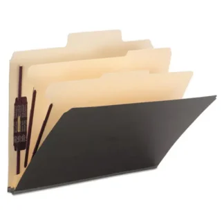 Smead SuperTab Classification Folders with SafeSHIELD Fasteners, 2 Dividers, Letter Size, Dark Gray, 10/Box