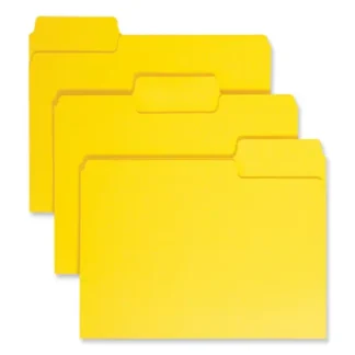 Smead SuperTab Colored File Folders, 1/3-Cut Tabs, Letter Size, Yellow, 100/Box