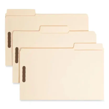Smead SuperTab Reinforced Guide Height Fastener Folders, Legal Size, Manila, 50/Box