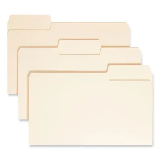 Smead SuperTab Top Tab File Folders, 1/3-Cut Tabs, Assorted Positions, Legal Size, 0.75" Expansion, 14-pt Manila, 50/Box