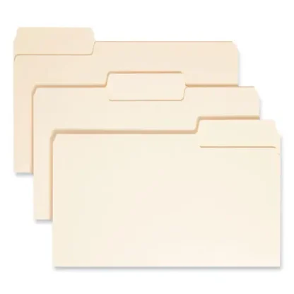 Smead SuperTab Top Tab File Folders, 1/3-Cut Tabs, Assorted Positions, Legal Size, 0.75" Expansion, 14-pt Manila, 50/Box