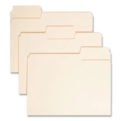 Smead SuperTab Top Tab File Folders, 1/3-Cut Tabs, Assorted Positions, Letter Size, 0.75" Expansion, 14-pt Manila, 50/Box