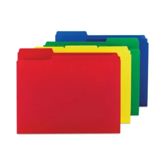 Smead Top Tab Poly Colored File Folders, 1/3-Cut Tabs, Letter Size, 0.75" Expansion, Assorted Colors, 12/Pack