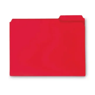 Smead Top Tab Poly Colored File Folders, 1/3-Cut Tabs, Assorted Positions, Letter Size, Red, 24/Box