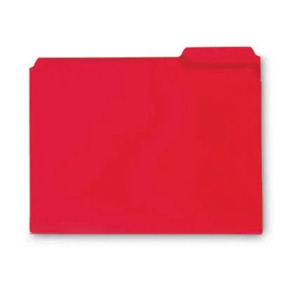Smead Top Tab Poly Colored File Folders, 1/3-Cut Tabs, Assorted Positions, Letter Size, Red, 24/Box
