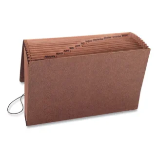 Smead TUFF Expanding Wallet, 12 Sections, Elastic Cord Closure, 1/12-Cut Tabs, Legal Size, Redrope