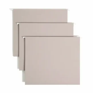 Smead TUFF Extra Capacity Hanging File Folders with Easy Slide Tab, 2" Capacity, Letter, 1/3-Cut Tabs, Steel Gray, 18/Box