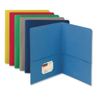 Smead Two-Pocket Folder, Textured Paper, 100-Sheet Capacity, 11 x 8.5, Assorted, 25/Box