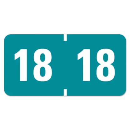Smead Yearly End Tab File Folder Labels, 18, 0.75 x 1.5, Teal, 500/Roll