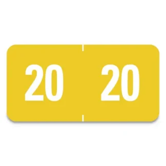 Smead Yearly End Tab File Folder Labels, 20, Yellow, 0.5 x 1, 25 Labels/Sheet, 10 Sheets/Pack