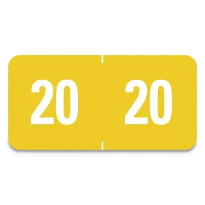 Smead Yearly End Tab File Folder Labels, 20, Yellow, 0.5 x 1, 25 Labels/Sheet, 10 Sheets/Pack