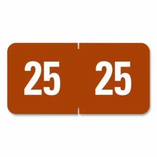 Smead Yearly End Tab File Folder Labels, Brown, 0.5 x 1 Inch, 25 Labels/Sheet, 10 Sheets/Pack, Year 2025