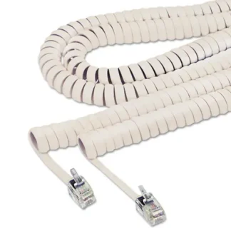 Softalk® Coiled Phone Cord, Plug/Plug, 12 ft, Ivory