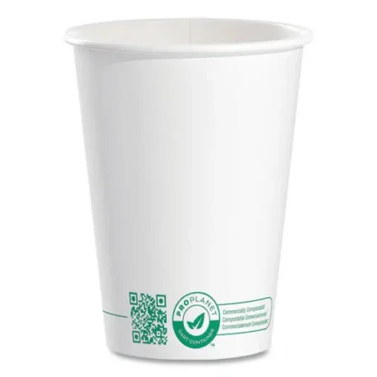 SOLO® Compostable Paper Hot Cups, 12 oz, White/Green, 1,000/Carton