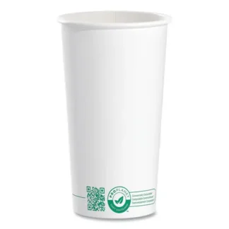 SOLO® Compostable Paper Hot Cups, 20 oz, White/Green, 600/Carton