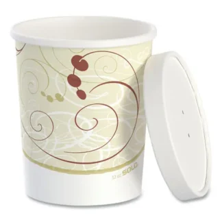 SOLO® Flexstyle Double Poly Food Combo Packs, 32 oz, Symphony, Paper, 25 Cups and 25 Lids/Pack, 10 Packs/Carton