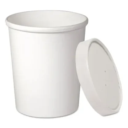 SOLO® Flexstyle Double Poly Food Combo Packs, 32 oz, White, Paper, 25 Cups and 25 Lids/Pack, 10 Packs/Carton