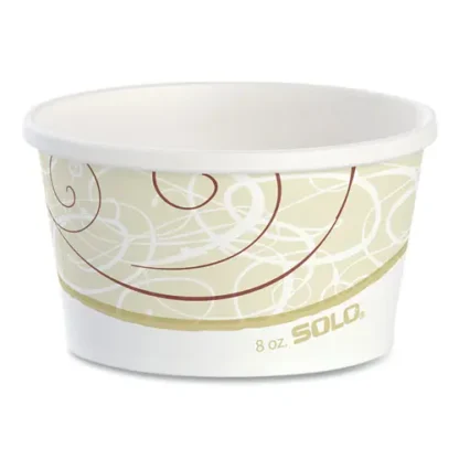 SOLO® Flexstyle Double Poly Paper Containers, 8 oz, Symphony Design, Paper, 25/Pack, 20 Packs/Carton