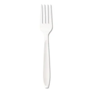 SOLO® Impress Heavyweight Full-Length Polystyrene Cutlery, Fork, Plastic, White, 1,000/Carton