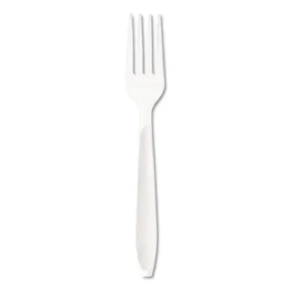 SOLO® Impress Heavyweight Full-Length Polystyrene Cutlery, Fork, Plastic, White, 1,000/Carton
