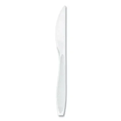 SOLO® Impress Heavyweight Full-Length Polystyrene Cutlery, Knife, Plastic, White, 100/Box