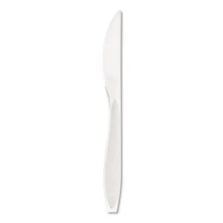 SOLO® Impress Heavyweight Full-Length Polystyrene Cutlery, Knife, Plastic, White, 1,000/Carton