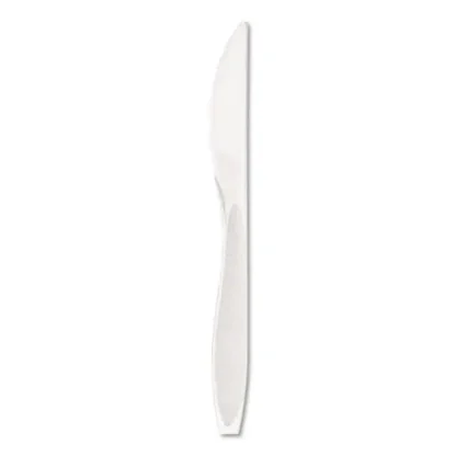 SOLO® Impress Heavyweight Full-Length Polystyrene Cutlery, Knife, Plastic, White, 1,000/Carton