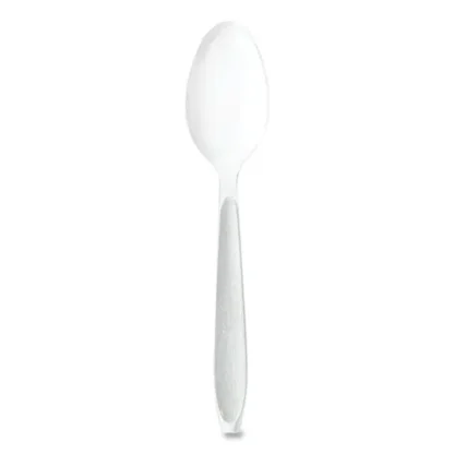 SOLO® Impress Heavyweight Full-Length Polystyrene Cutlery, Spoon, Plastic, White, 100/Box, 10 Boxes/Carton