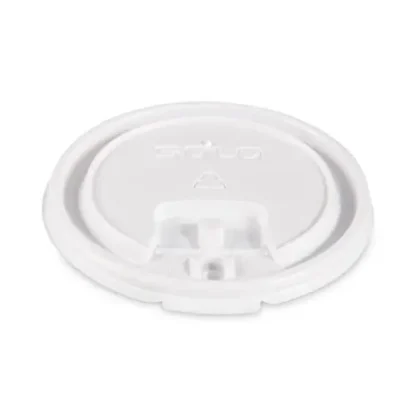 SOLO® Lift Back and Lock Tab Lids for Paper Cups, Fits 10 oz Hot Cups, Plastic, White, 100/Sleeve, 10 Sleeves/Carton