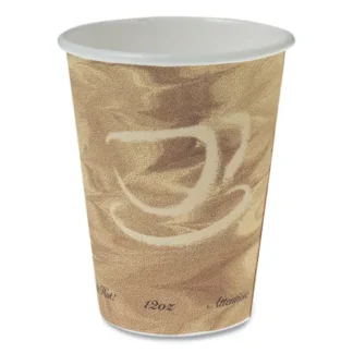 SOLO® Mistique Polycoated Hot Paper Cups, 12 oz, Brown, 50/Sleeve, 20 Sleeves/Carton