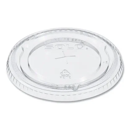 SOLO® PETE Flat Straw-Slot Cold Cup Lids, Fits 16 oz to 24 oz Cold Cups, Plastic, Clear, 100/Pack, 10 Packs/Carton