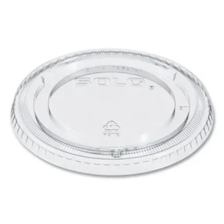SOLO® PETE Plastic Flat Cold Cup Lids, Fits 12 oz to 24 oz Cold Cups, Clear, 1,000/Carton