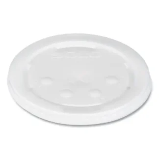 SOLO® Polystyrene Plastic Flat Straw-Slot Cold Cup Lids, Fits 28 oz Cold Cups, Translucent, 960/Carton