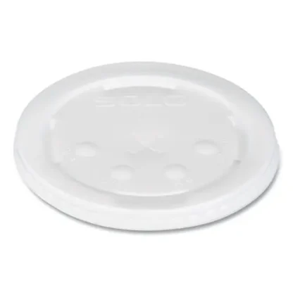 SOLO® Polystyrene Plastic Flat Straw-Slot Cold Cup Lids, Fits 28 oz Cold Cups, Translucent, 960/Carton