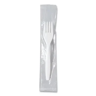 SOLO® Regal Mediumweight Cutlery, Individually Wrapped Forks, Plastic, White, 1,000/Carton