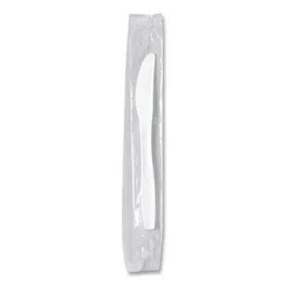 SOLO® Regal Mediumweight Cutlery, Individually Wrapped, Knife, Plastic, White - 1,000/Carton