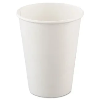 SOLO® Single-Sided Poly Paper Hot Cups, 12 oz, White, 50/Bag, 20 Bags/Carton