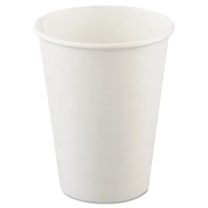 SOLO® Single-Sided Poly Paper Hot Cups, 12 oz, White, 50/Bag, 20 Bags/Carton