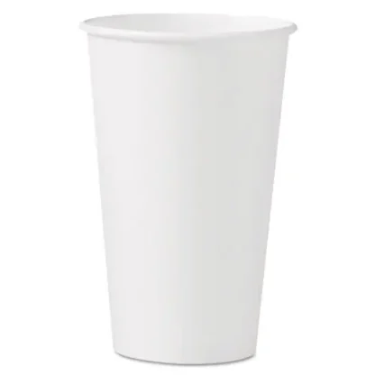 SOLO® Single-Sided Poly Paper Hot Cups, 16 oz, White, 50/Sleeve, 20 Sleeves/Carton