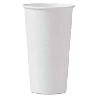 SOLO® Single-Sided Poly Paper Hot Cups, 20 oz, White, 600/Carton