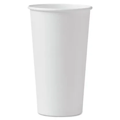 SOLO® Single-Sided Poly Paper Hot Cups, 20 oz, White, 600/Carton