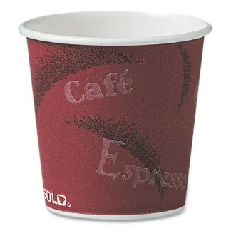 SOLO® Single-Sided Poly Paper Hot Cups, 4 oz, Bistro Design, 50/Pack, 20 Packs/Carton