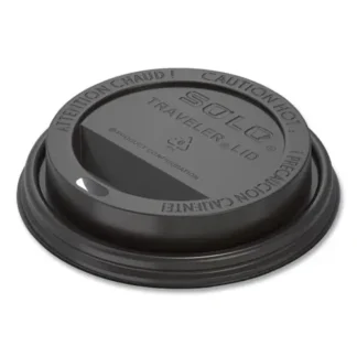 SOLO® Traveler Cappuccino Style Dome Lid, Fits 10 oz to 24 oz Hot Cups, Black, 100/Sleeve, 10 Sleeves/Carton