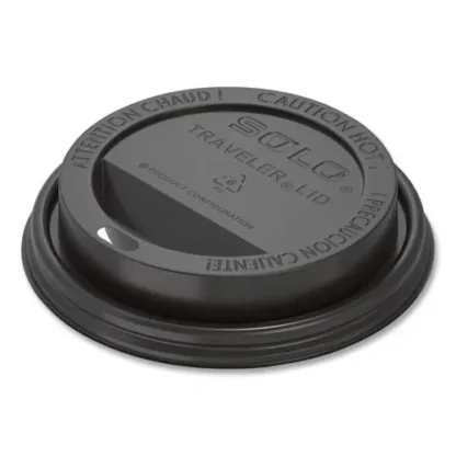 SOLO® Traveler Cappuccino Style Dome Lid, Fits 10 oz to 24 oz Hot Cups, Black, 100/Sleeve, 10 Sleeves/Carton